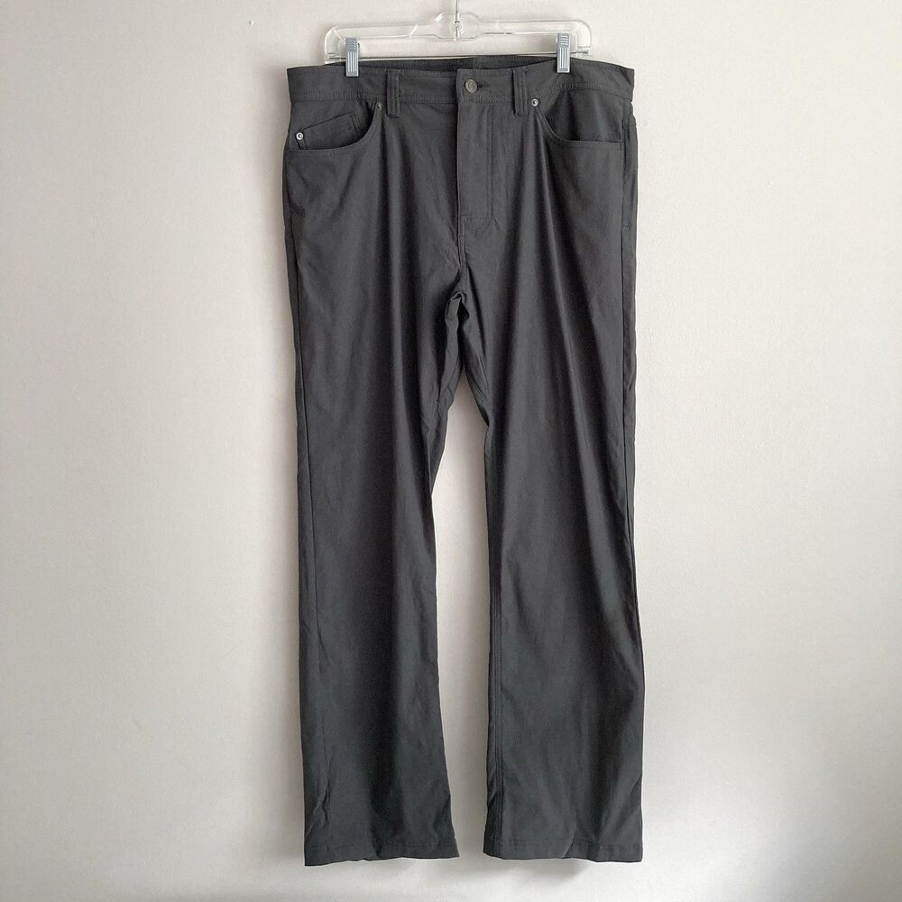 Prana Mens Brion Pants Standard Fit Work Hiking Tech Stretch Grey Size 36x32